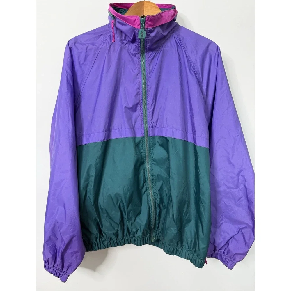 Vintage 90s Dunbrooke Windbreaker Jacket Men's L XL Purple‎ Teal Colorblock Y2K